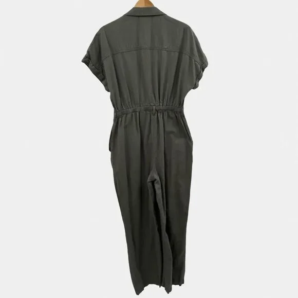 Abercrombie & Fitch Linen Blend Belted Utility Jumpsuit in Green | Large - Picture 9 of 9